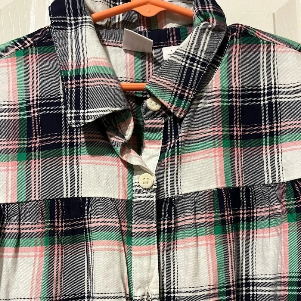 Gap girls button down plaid flannel with flutter sleeves